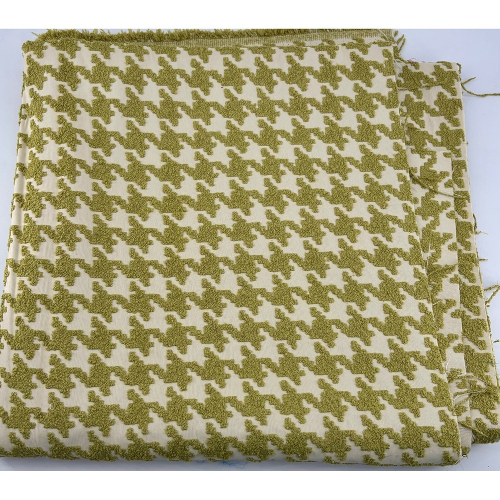 Houndstooth Upholstery Fabric Neutral Olive Green Cream George Oliver 60x56"‎